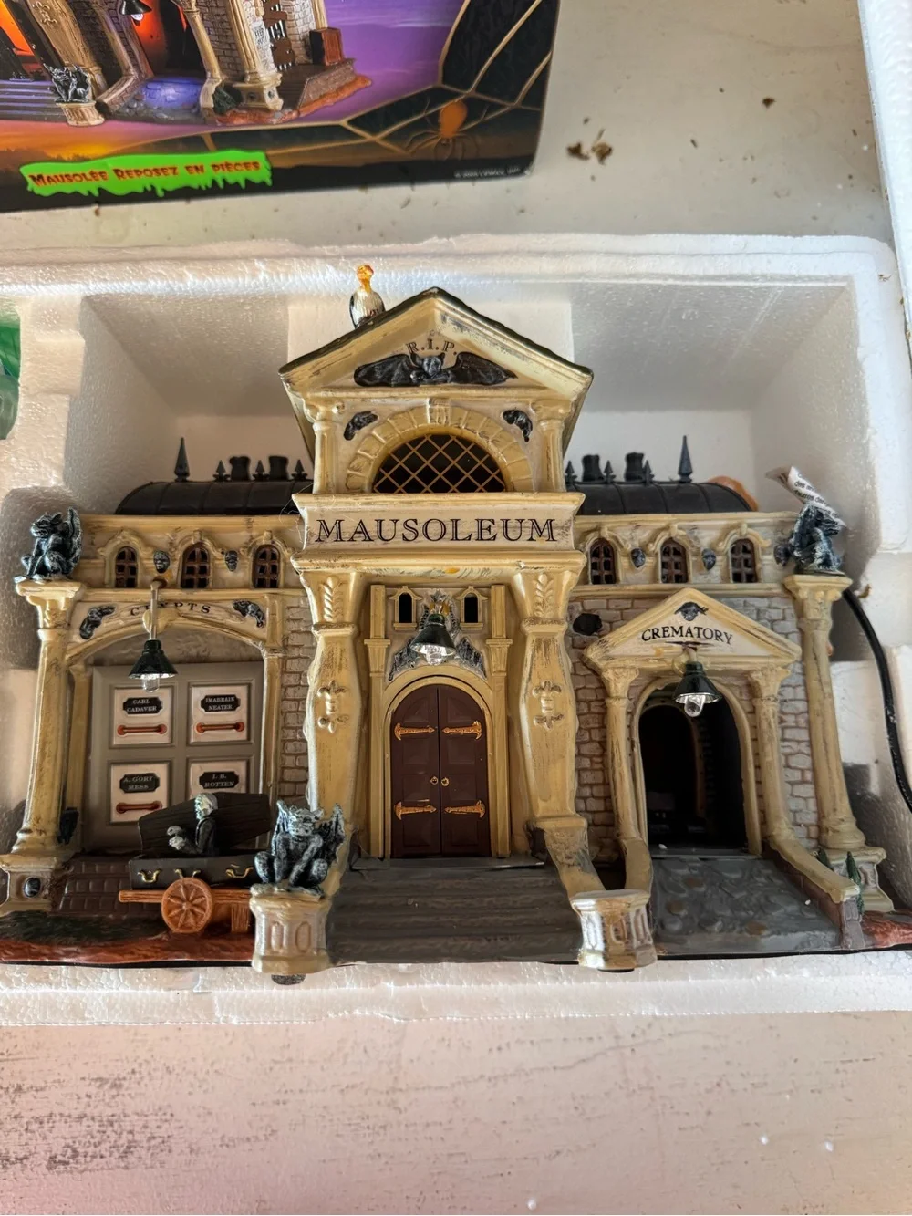 Lemax Halloween Mausoleum Decoration in Tan, Black, Brown